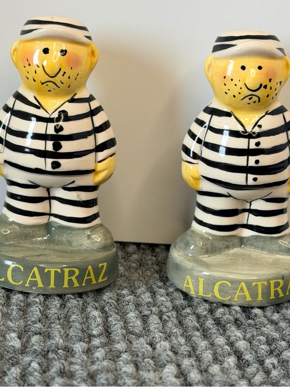 Vintage Alcatraz Salt Pepper Shaker Set Prison Inmates